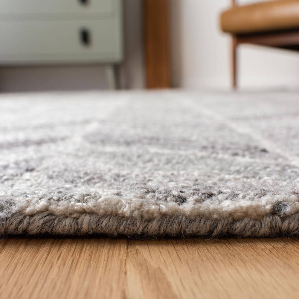 Handmade Abstract Gray Wool-Viscose Blend 8' x 10' Area Rug