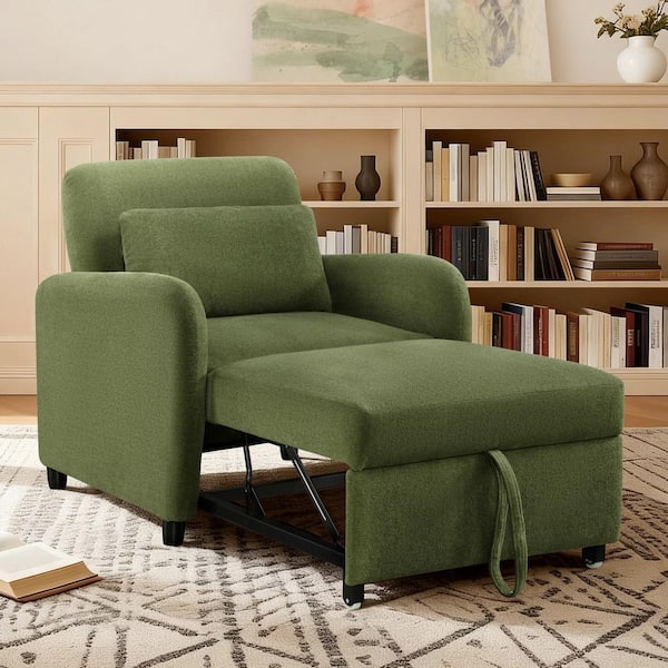 FEX-CHAIR WITH ARM GREEN／ACTUS Spruce & Spring Fynn Modern Green Fabric Armchair with 4