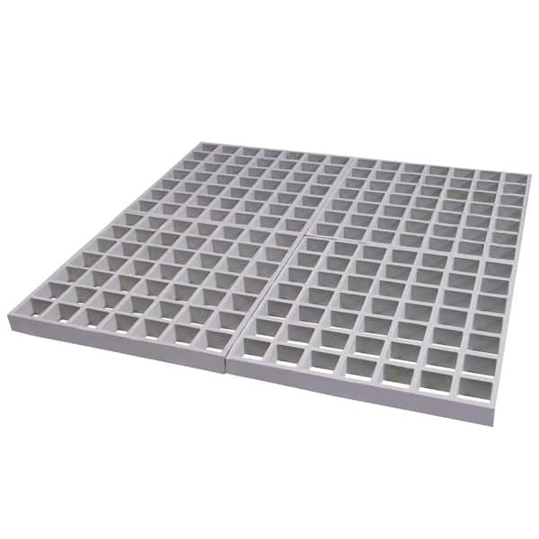 10.6 in. x 10.6 in. x 1 in. Gray Fiberglass Molded Grating, Paver,1.5 in. x 1.5 in. x 1 in. (4-Pack)