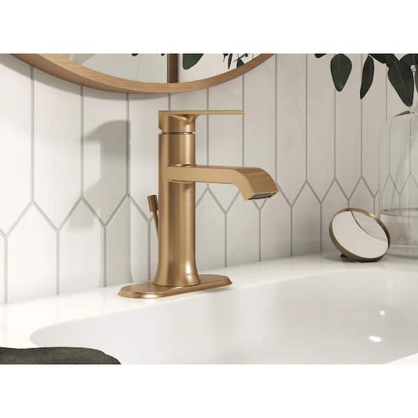Genta Single Handle Single Hole Bathroom Faucet in Bronzed Gold