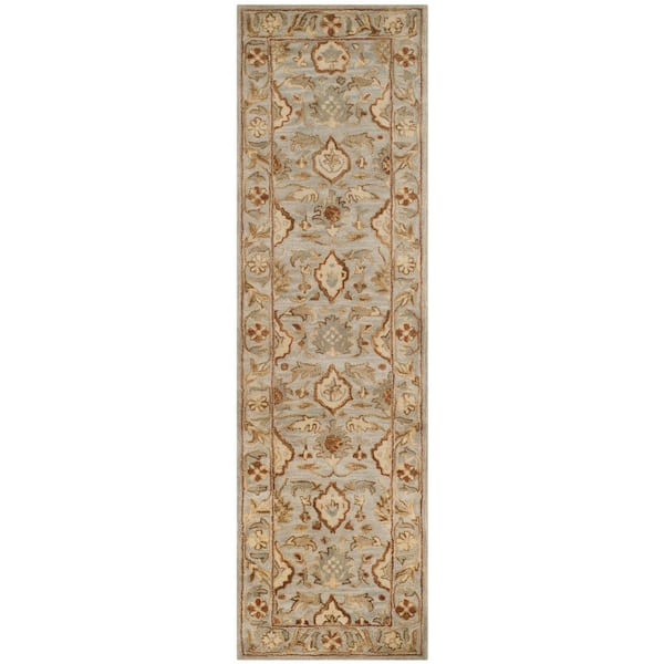 Antiquity 2 ft. x 12 ft. Light Gray Oriental Border Runner Rug