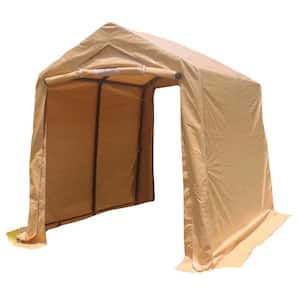 7 ft. W x 8 ft. D x 7.5 ft. H Sand Roof Steel Carport, with 2 Roll Up Zipper Doors and Vents Waterproof and UV Resistant