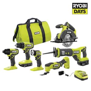 ONE+ 18V Cordless 6-Tool Combo Kit with 1.5 Ah Battery, 4.0 Ah Battery, and Charger