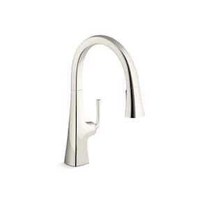 Graze Single Handle Pull-Down Kitchen Sink Faucet with 3-Function Sprayhead in Vibrant Polished Nickel