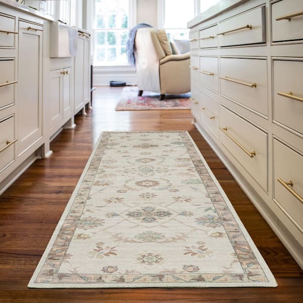 Harmony Stone 2 ft. x 7 ft. Indoor Machine Washable Runner Rug