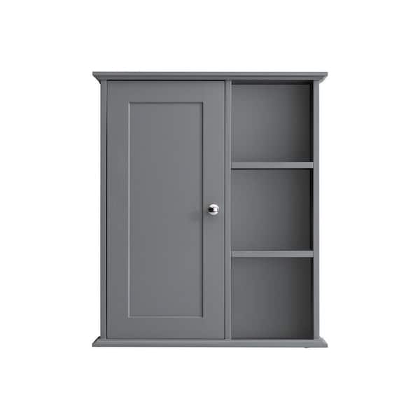 23.62 in. W x 27.55 in. H Rectangular Gray MDF Surface Mount Medicine Cabinet without Mirror
