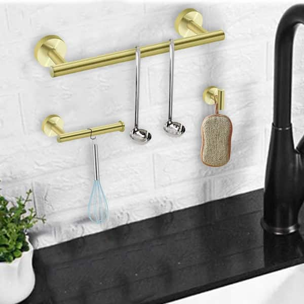 3-Piece Wall Mount Gold Paper Towel Holder+\ƀ113 Piece Wall Mount Matte Black  Paper T HD117-Holder-BG - The Home Depot