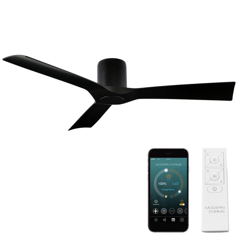 Aviator 54 in. Smart Indoor/Outdoor 3-Blade Flush Mount Ceiling Fan Matte Black with Remote Control price history on PriceWatchPro