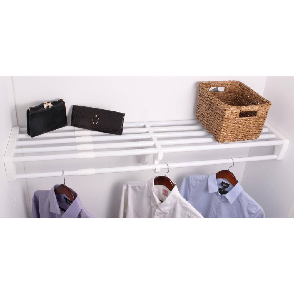 Buy Expandable DIY Closet Shelf & Rod 28 in 48 in W, White,Mounts to