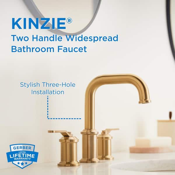 Kinzie 8 in. Widespread 2-Handle Bathroom Faucet with Metal Touch Down Drain in Brushed Bronze