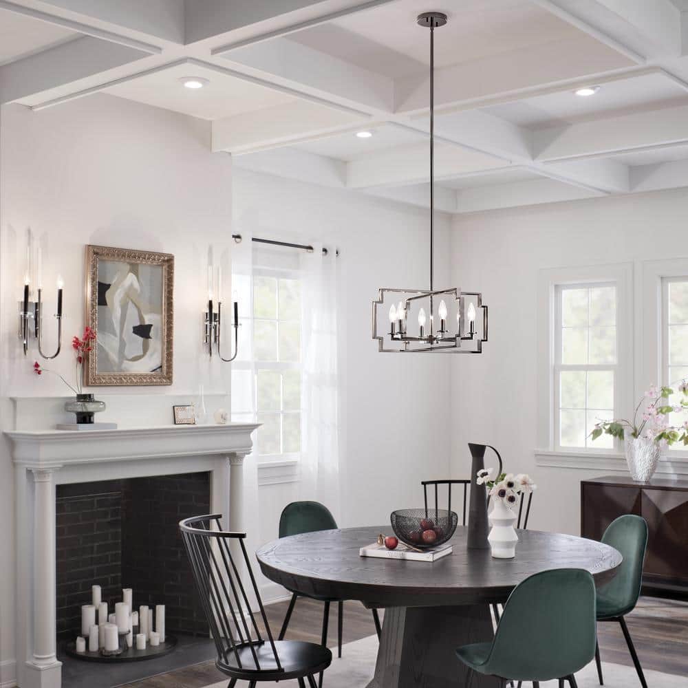 Midnight Chrome 6-Light Taper Candle Chandelier with Polished Nickel Accents