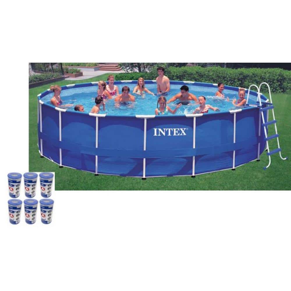 Intex 18 ft. x 48 in. Round Metal Frame Swimming Pool Set with 1500 GFCI Pump, 28251EH, Blue -  44563