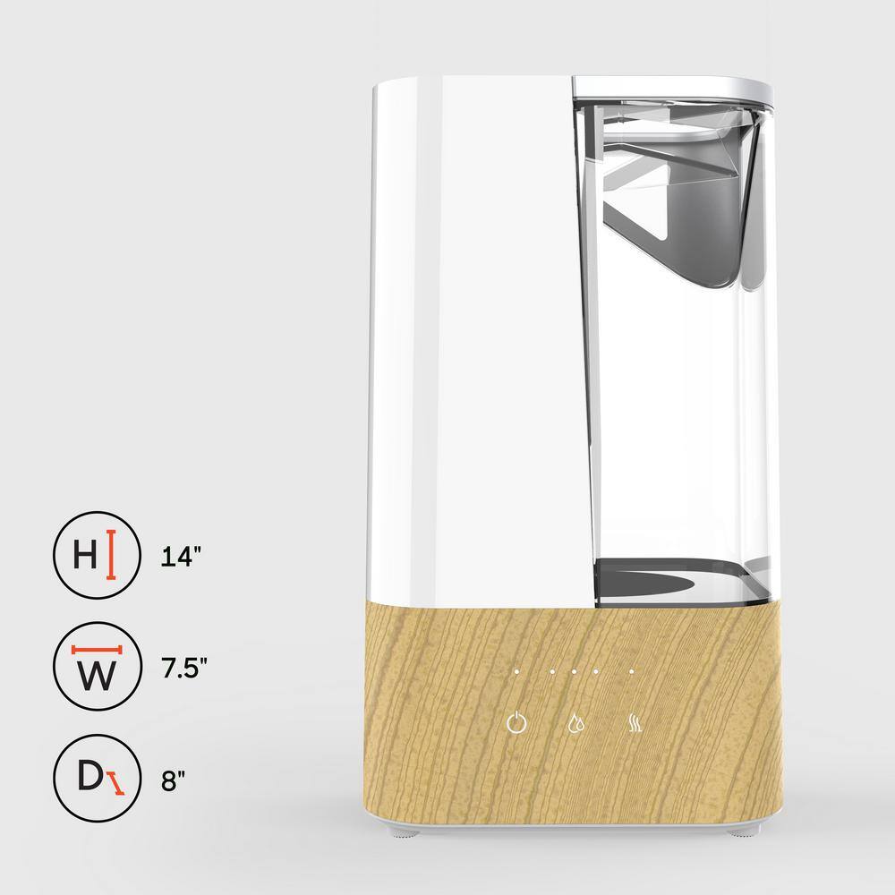 White Faux Woodgrain Ultrasonic Humidifier with Dual Mist