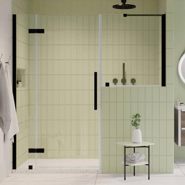 Tampa 68 1/8 in. W x in. H Pivot Frameless Door in Oil Rubbed Bronze with Buttress Panel