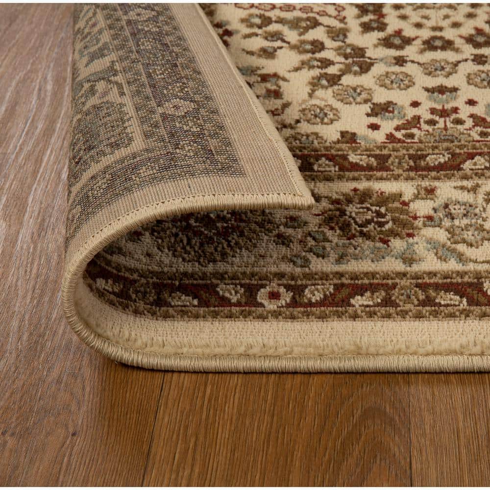 Taupe Floral Scroll Synthetic 8'x10' Area Rug
