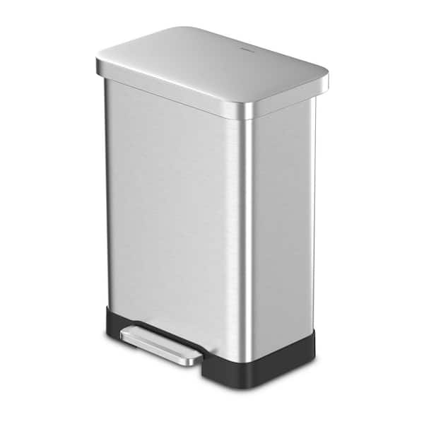 Qualiazero 20 Gal. Stainless Steel Trash Can, Step-on, Rectangle Shape