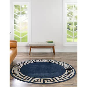 Athens Modern Navy Blue 8' 0 x 8' 0 Round Rug