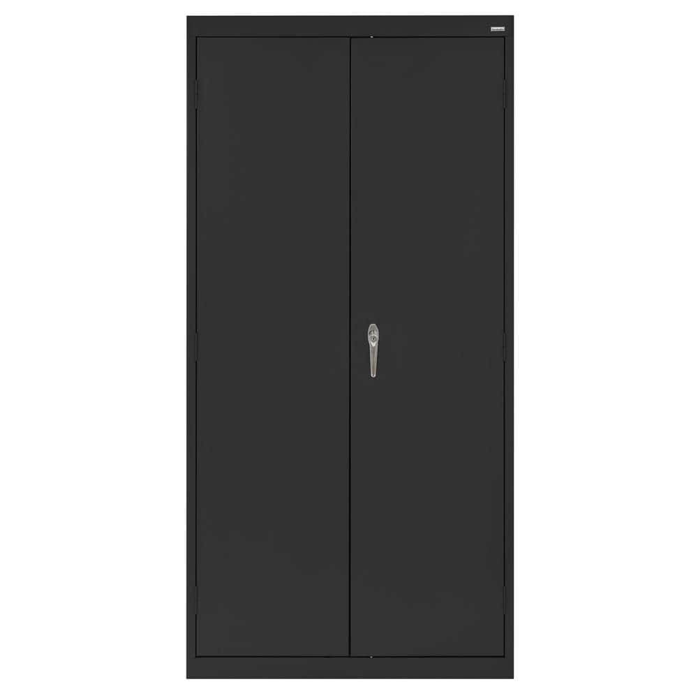 Black Freestanding Lockable Office Cabinet with Adjustable Shelving