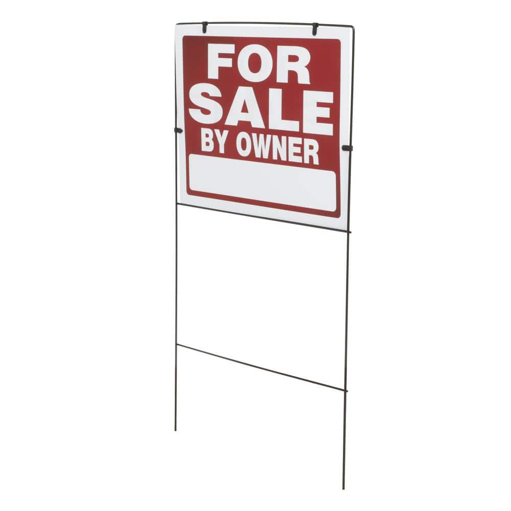 Blue For Sale By Owner Yard Sign with Steel White Wishbone Frame 18 x 30in 