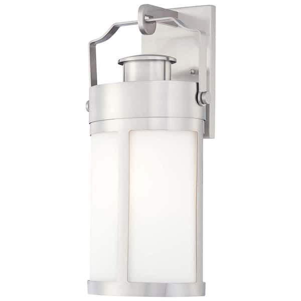 the great outdoors by Minka Lavery Vista Delmar 1-Light Brushed Stainless Steel Wall Lantern Sconce