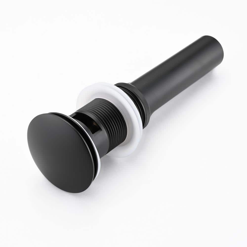 Matte Black Pop-Up Bathroom Sink Drain Stopper with Overflow