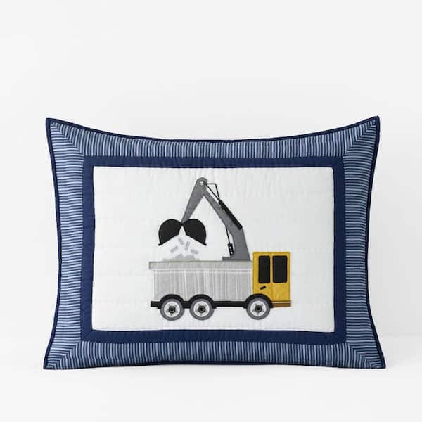 Company Kids Blue Multi Company Kids Construction Builders Cotton Standard Sham