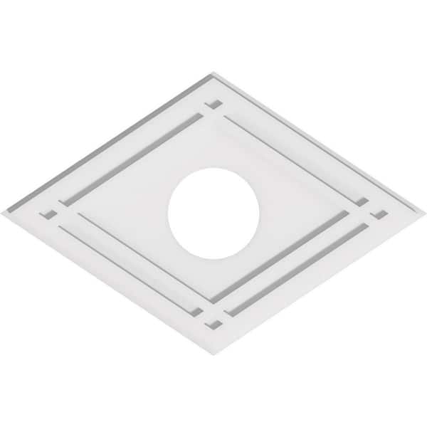 Ekena Millwork 28 in. W x 18-5/8 in. H x 6 in. ID x 1 in. P Diamond Architectural Grade PVC Contemporary Ceiling Medallion