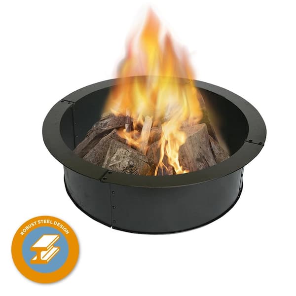Round Steel Wood Fire Pit Ring, 24 Inch Fire Pit Ring Liner