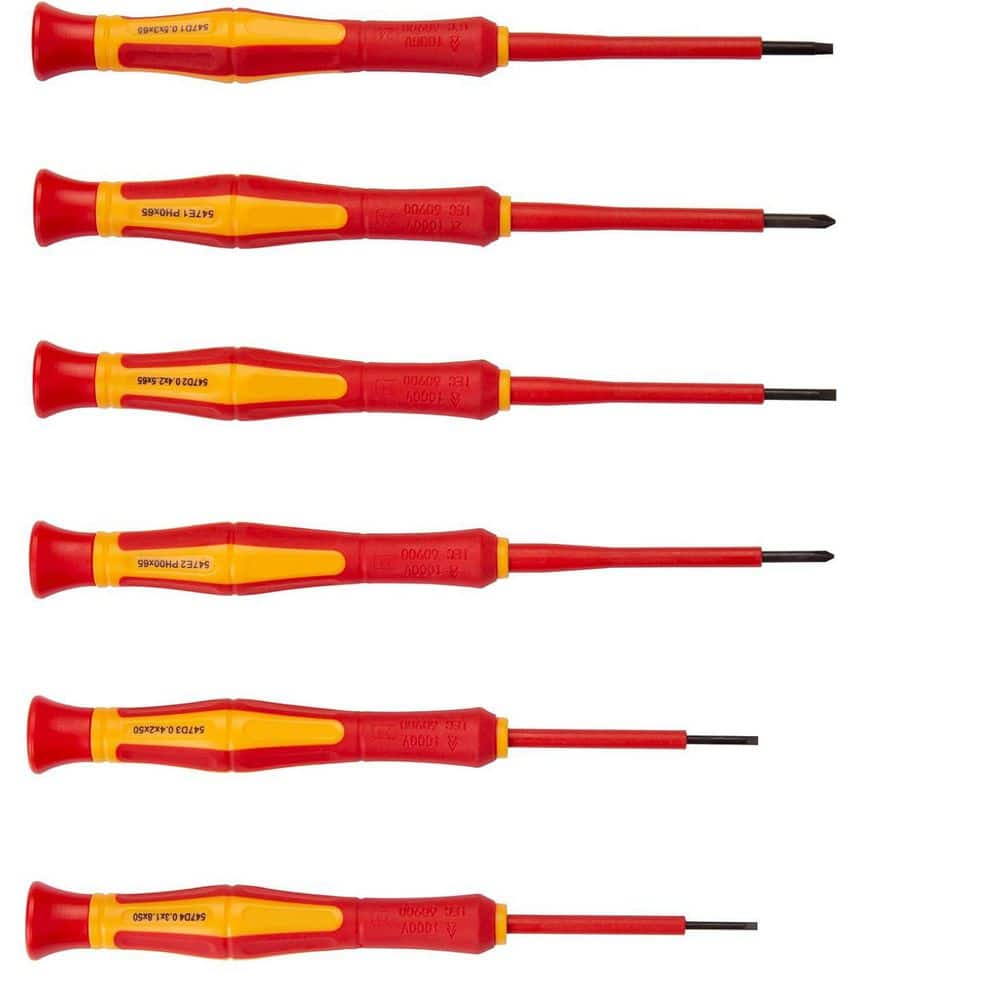 6-Pieces 1000V Insulated Precision Screwdrivers Set Slotted Phillips Magnetic Tip VDE Certified 6-Piece Red price history on PriceWatchPro