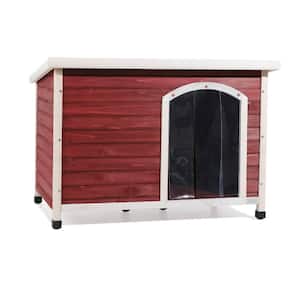 45.6 in. Red Wooden Dog Houses Weatherproof for Medium Dog