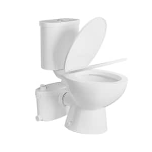 2-piece Macerating Toilet 1/1.6GPF Dual Flush Round Toilet in White, with 0.8 HP Macerating Pump
