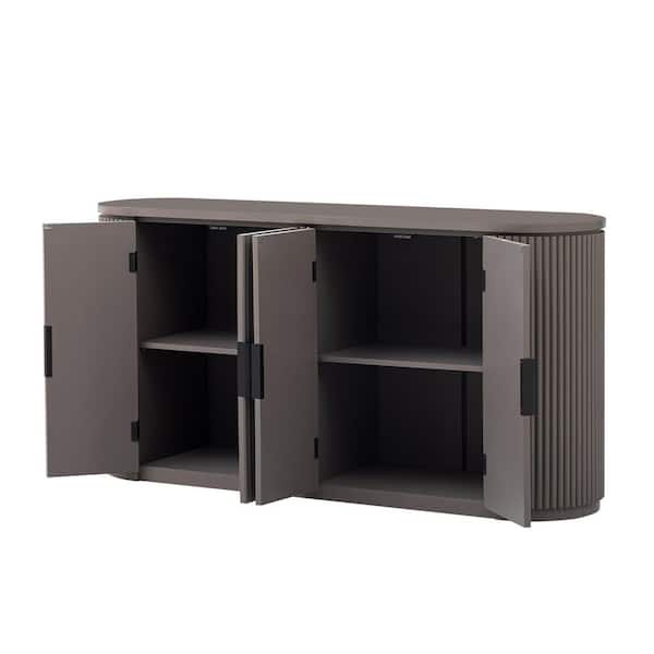 Brown Wood 63 in. Sideboards with Metal Handles