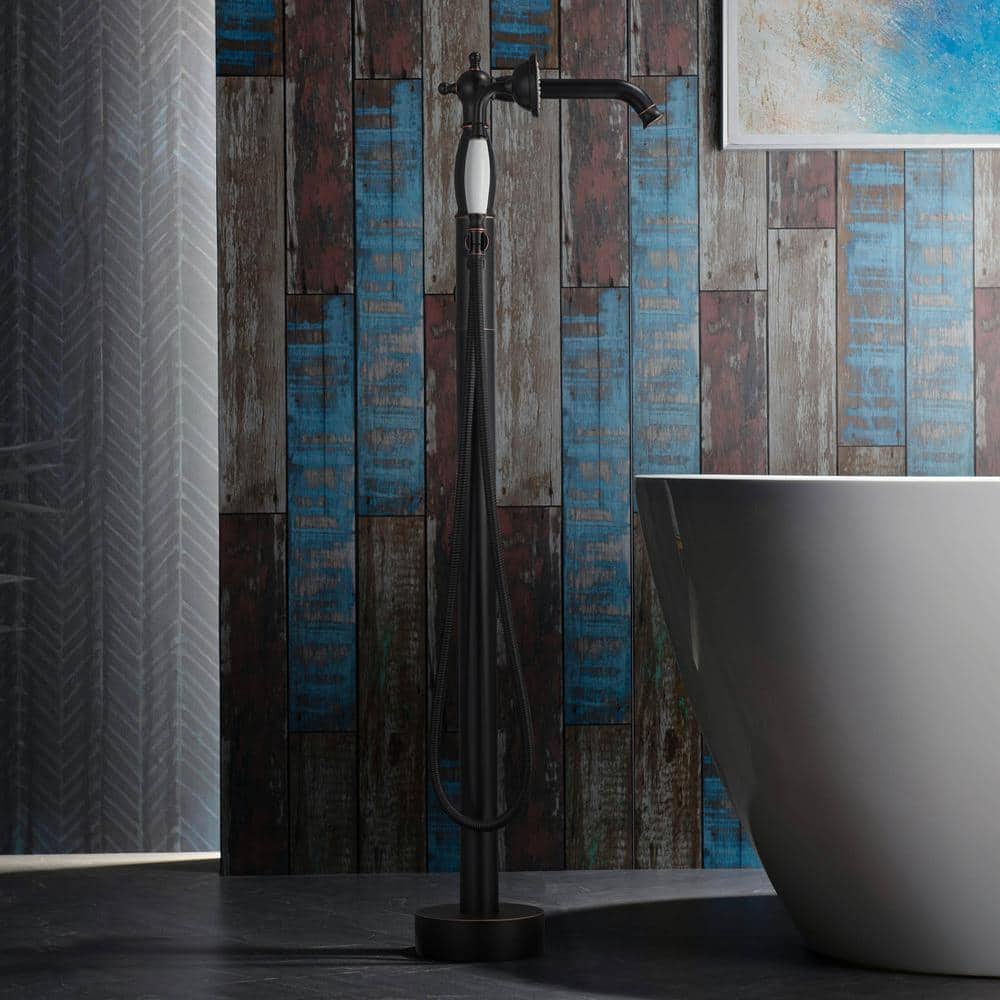 Oil Rubbed Bronze Freestanding Tub Faucet with Hand Shower