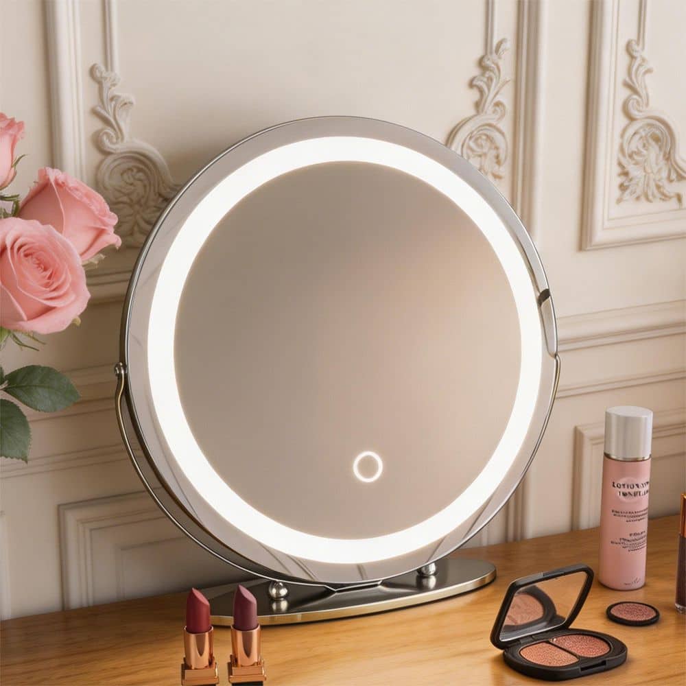 ONWITH 19 in. W x 19 in. H Round Framed Tabletop 3-Color-LED Touch ...