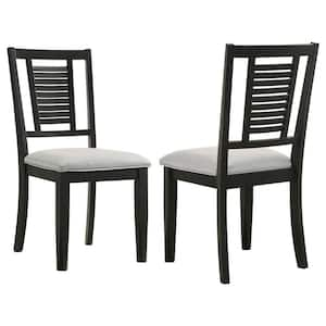 Appleton Black Washed and Light Gray Ladder Back Dining Side Chair (Set of 2)