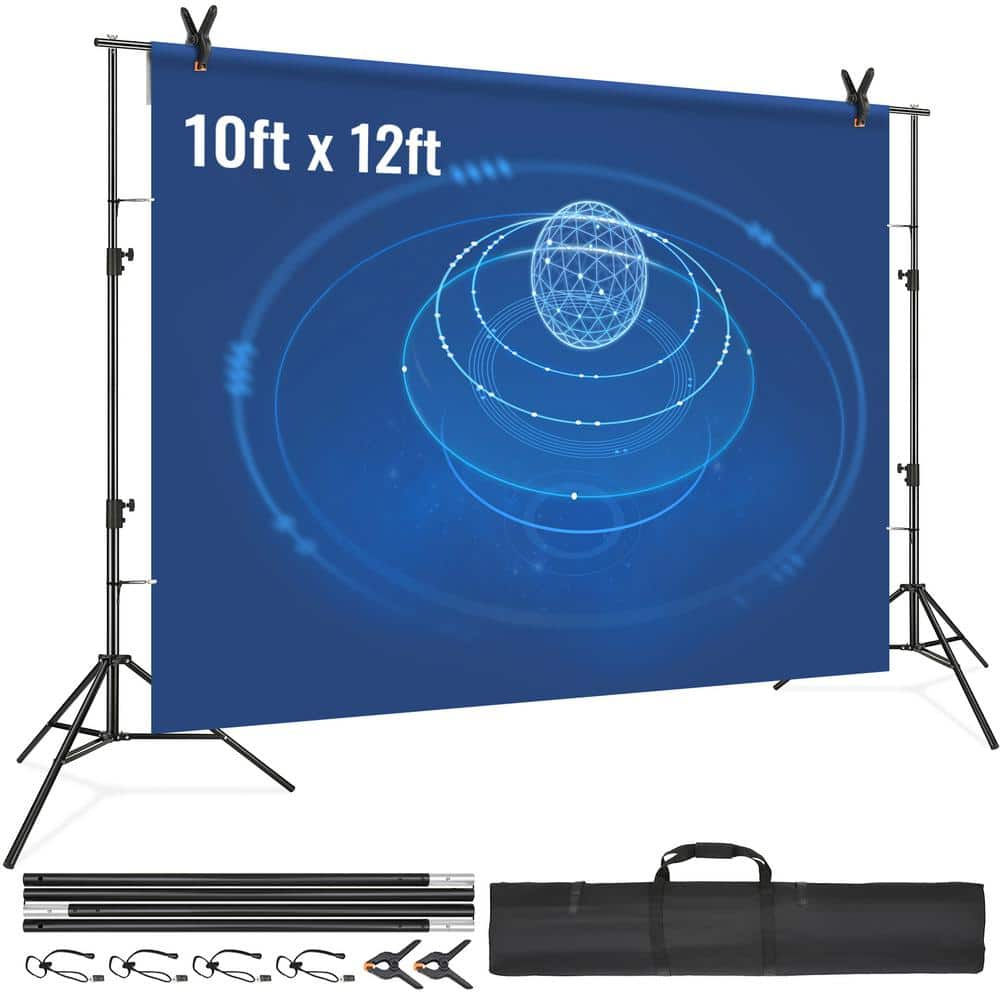 SKYSHALO 12 x 10 ft. Heavy Duty Backdrop Stand, Height Adjustable ...