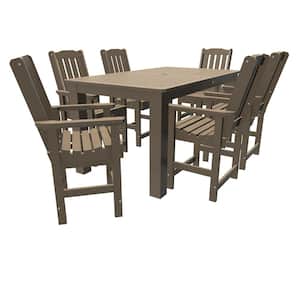 Springville Woodland Brown 7-Piece Plastic Outdoor Counter Height Dining Set in Woodland Brown (Set of 6)