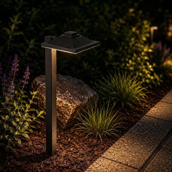 ALOA DECOR Low Voltage 12V LED Landscape Path Lights, Modren Black Outdoor Waterproof Warm White Garden & Driveway Lighting, 6 Pack
