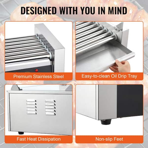 SVOPES Hot Dog Roller, 7 Rollers Capacity for 18, 1050 Watt