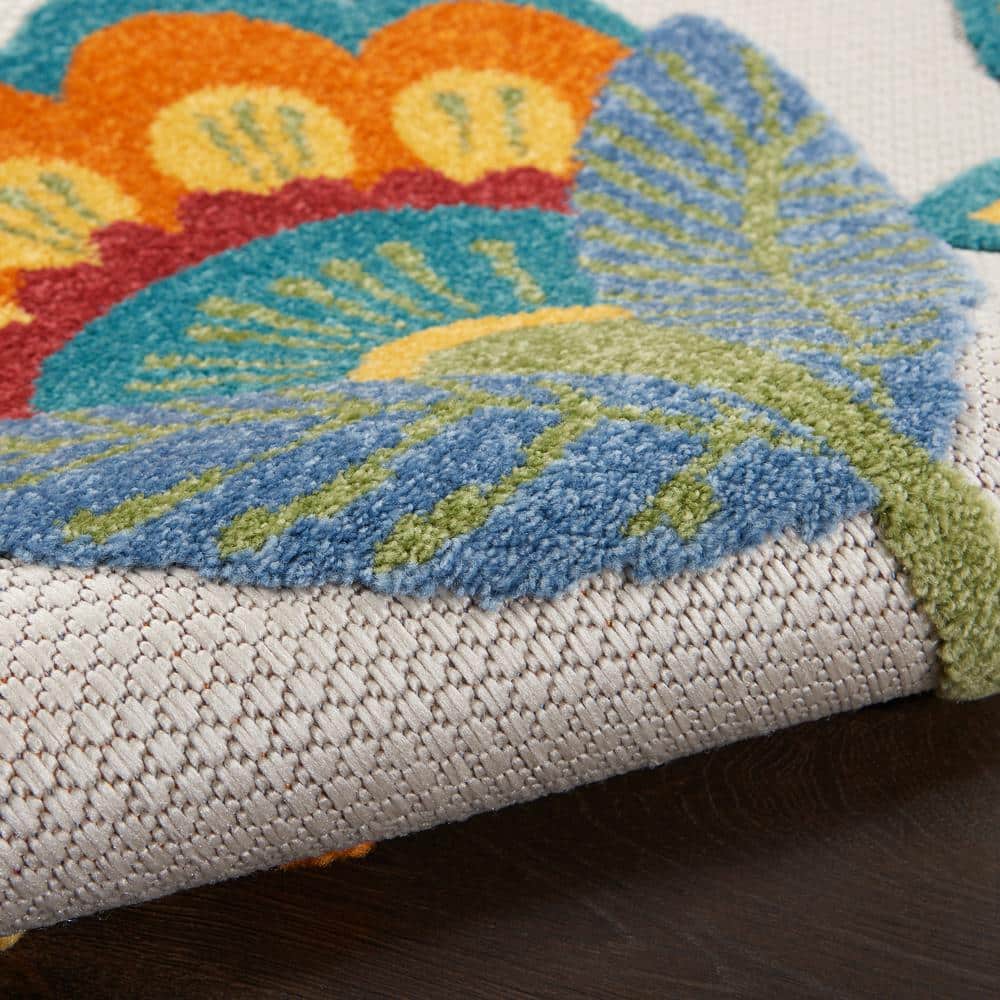 Aloha Multicolor Floral 2' x 6' Runner Outdoor Rug
