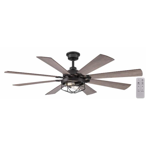 Hampton Bay Southbourne 60 in. LED Indoor Matte Black Ceiling Fan with Light and Remote Control Included