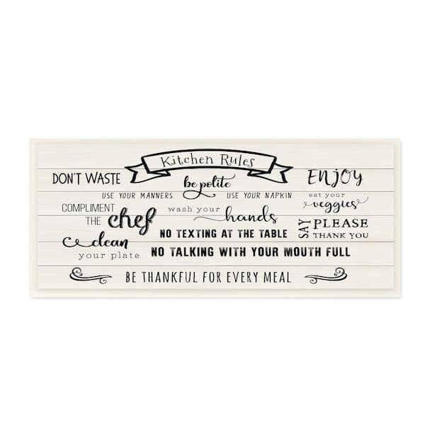 Stupell Industries "Kitchen Rules List Family Happiness Motivational Phrase" by CAD Designs Unframed Print Nature Wall Art 7 in. x 17 in.