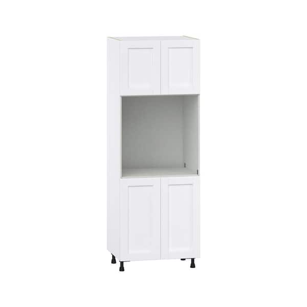 J COLLECTION Milton 30 in. W x 24 in. D x 84.5 in. H Assembled Shaker Single Oven Kitchen Cabinet in Bright White