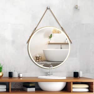 32 in. W x 32 in. H Round Framed Lighted Wall Bathroom Vanity Mirror with Anti-Fog, Dimmable, Memory in Brushed Gold
