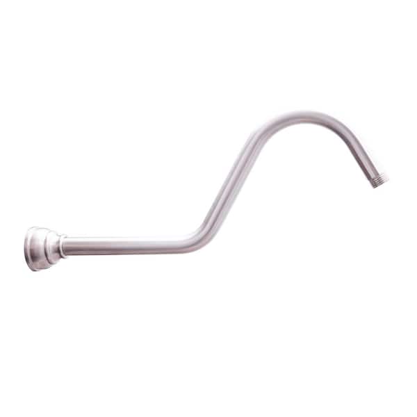 Dyconn 16 in. S Shaped Shower Arm with Flange in Brushed Nickel