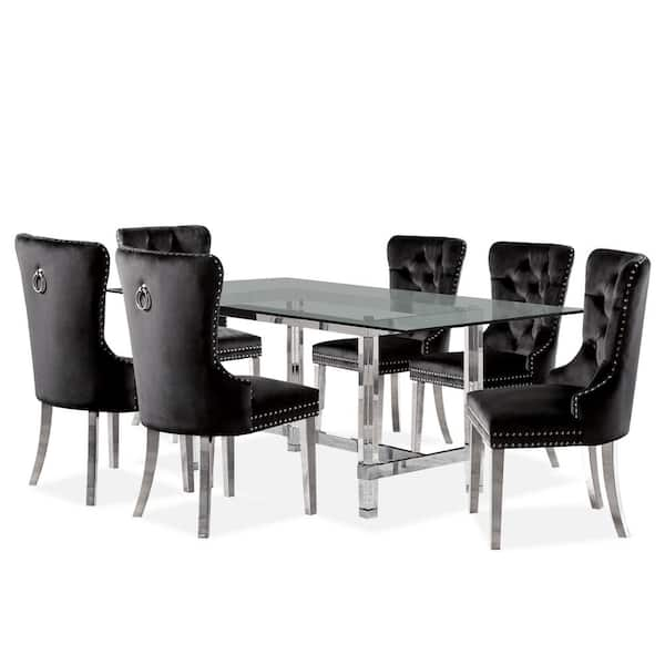 chrome and black dining table