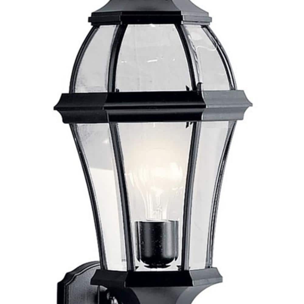 Black Cast Aluminum Traditional Wall Lantern with Clear Glass