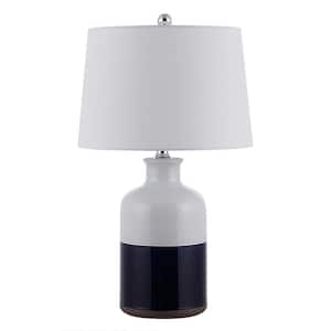 Dani 25.5 in. White/Navy Table Lamp with White Shade
