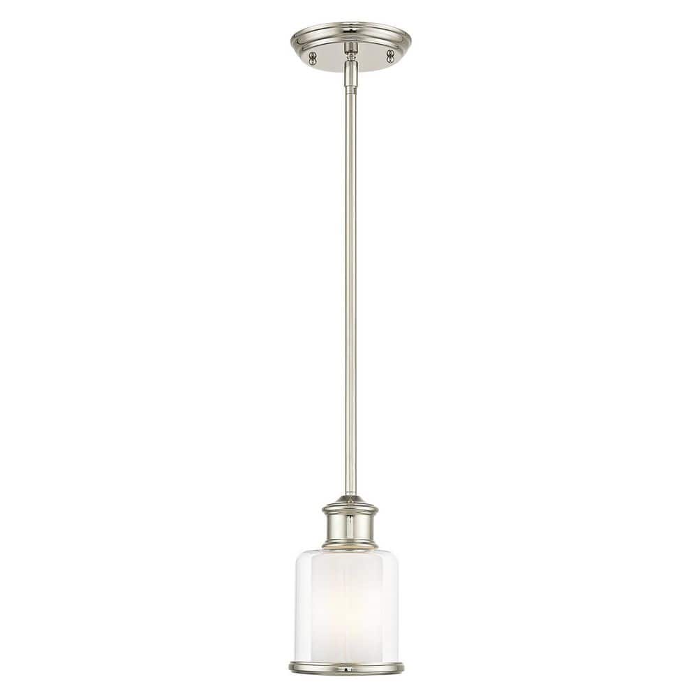 Polished Nickel Modern Mini Pendant Light with Handcrafted Glass