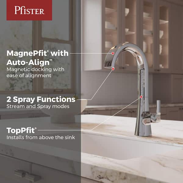 Vaneri Single Handle 15.75 in. Pull Down Sprayer Kitchen Faucet with 360° Spout Swivel in Polished Chrome